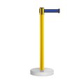 Montour Line Stanchion Belt Barrier WaterFillable Base Yellow Post 9ft.Bk/Bl Belt MSW630-YW-BBH-90